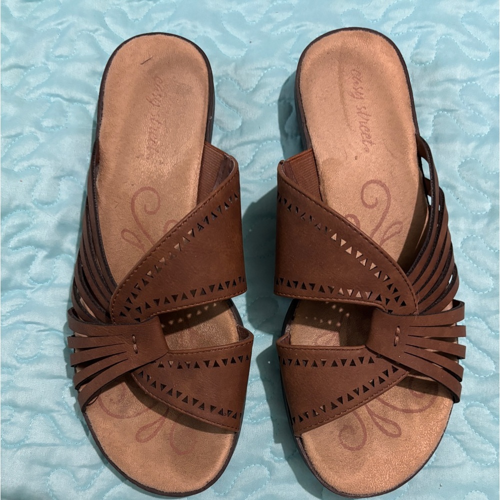 Easy Street Tula Comfort Slide Sandals (Women) size 9 brown